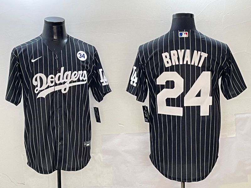 Men Los Angeles Dodgers #24 Bryant Black Stripe Jointly Name 2025 Nike MLB Jersey style 9->los angeles dodgers->MLB Jersey